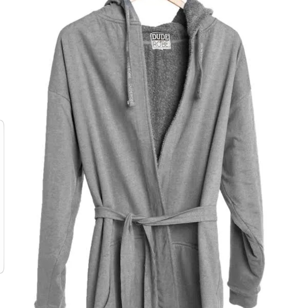 Dude Robe Jersey Knit/ Terry Cloth Gray XL
